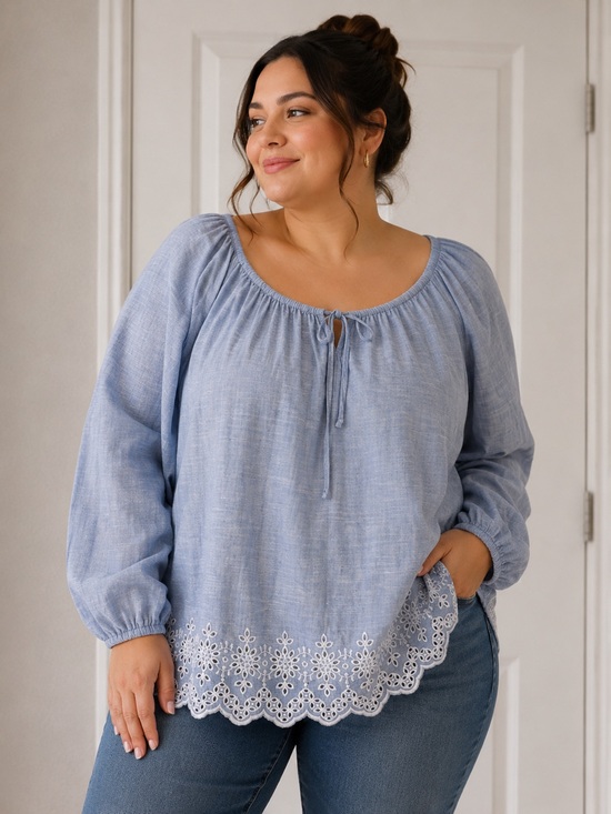 NYDJ Tops - NYDJ blue denim-line long sleeve top